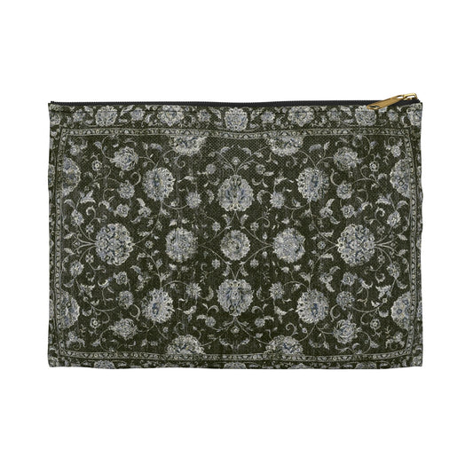 Green Floral Tapestry Pouch