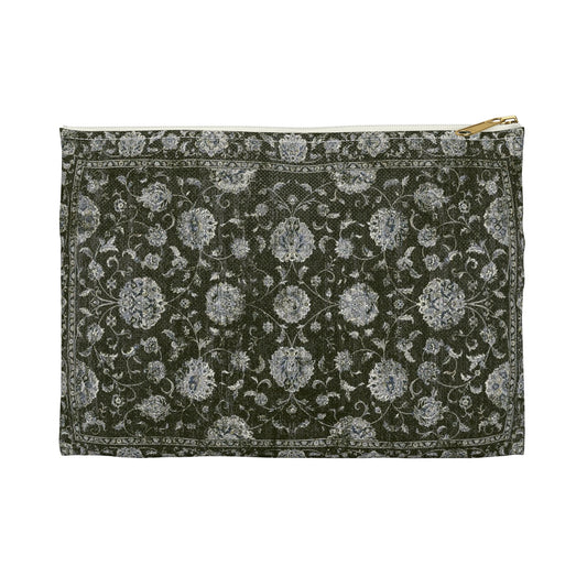 Green Floral Tapestry Pouch