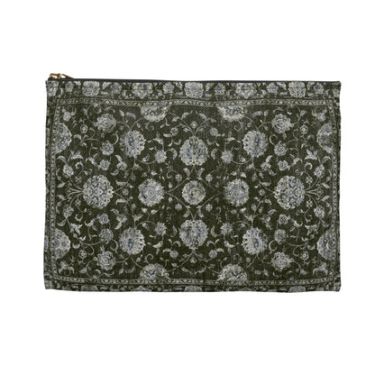 Green Floral Tapestry Pouch